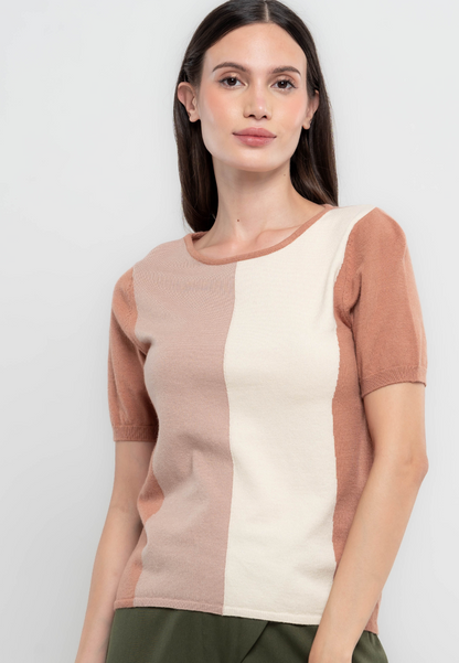 Micah Two Tone Flat knit Top