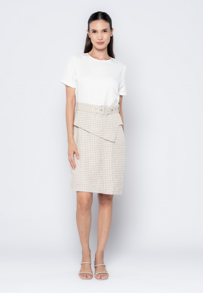 Micro Pattern Pencil Skirt Dress