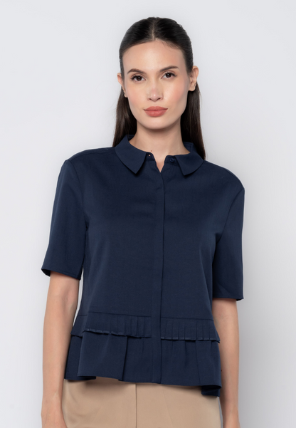 Pleated Peplum Detail Top