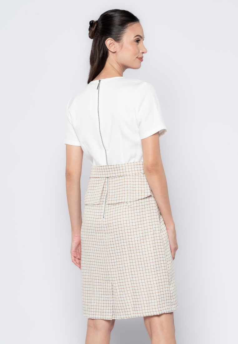 Micro Pattern Pencil Skirt Dress