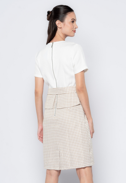 Micro Pattern Pencil Skirt Dress