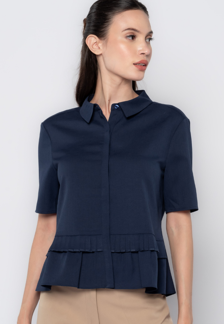 Pleated Peplum Detail Top