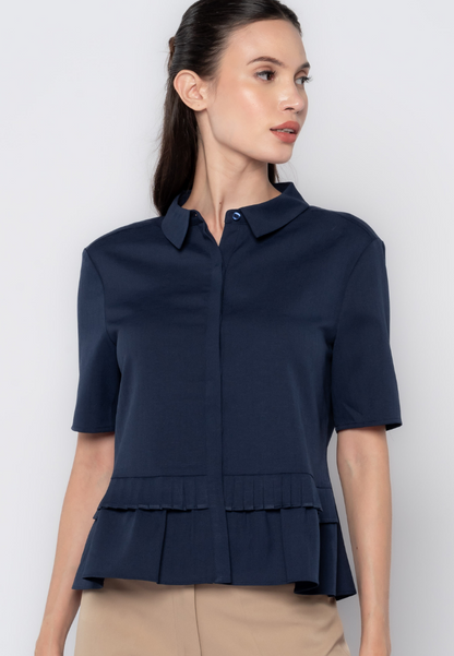 Pleated Peplum Detail Top