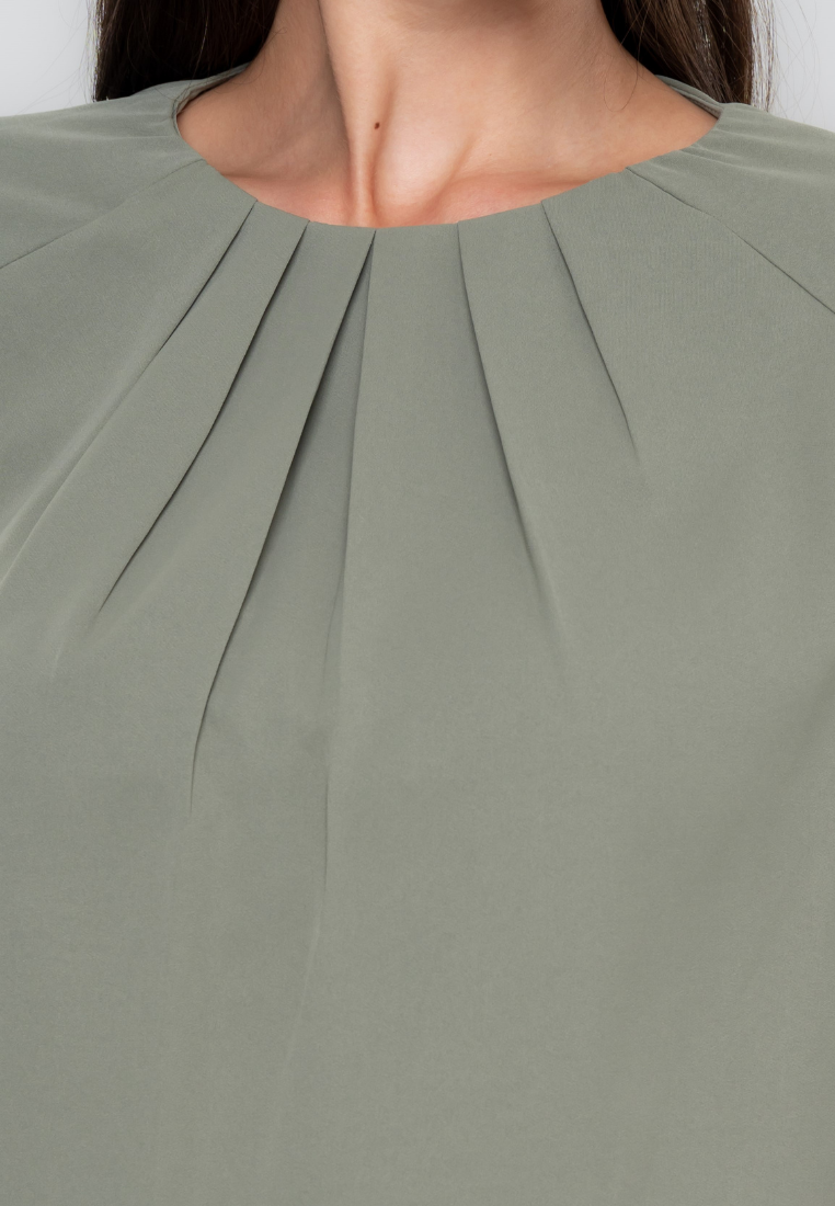 Melissa Pleated Neckline 3/4's Blouse