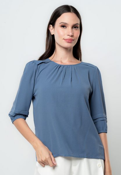 Drea Pleated 3/4" Sleeves Top