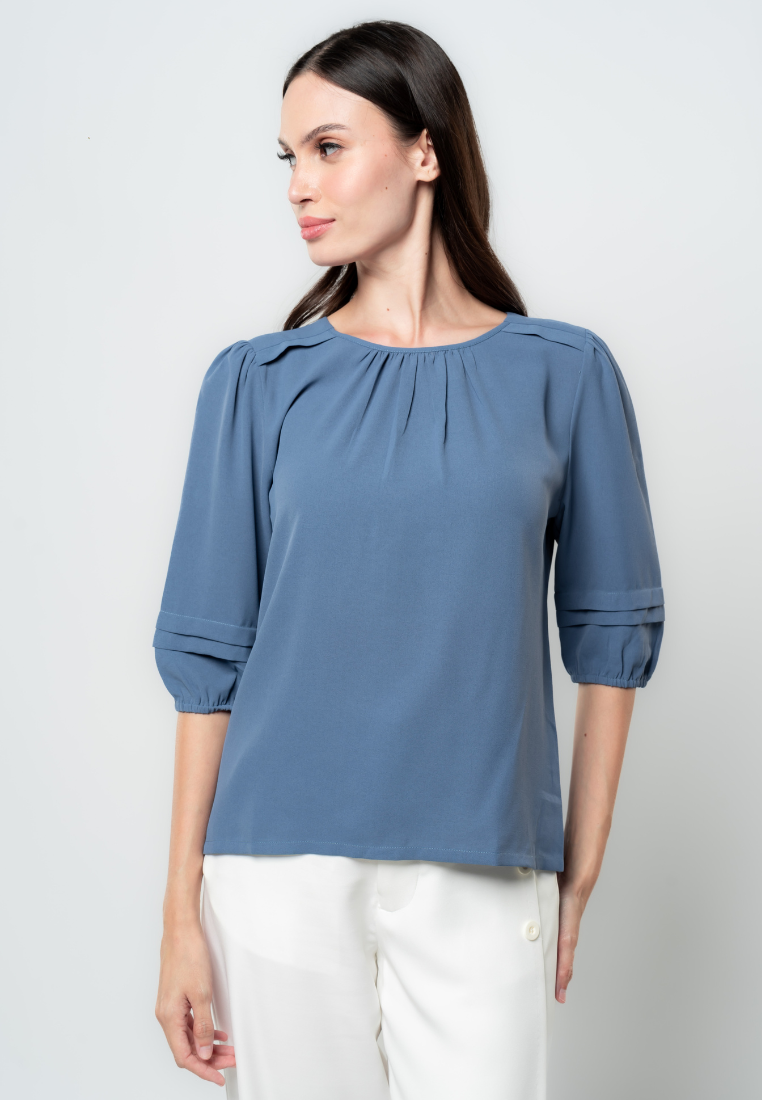 Drea Pleated 3/4" Sleeves Top