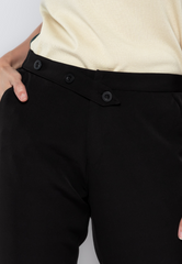 Button Waist Detail Slim Formal Pants