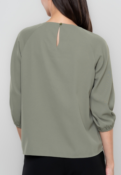 Melissa Pleated Neckline 3/4's Blouse