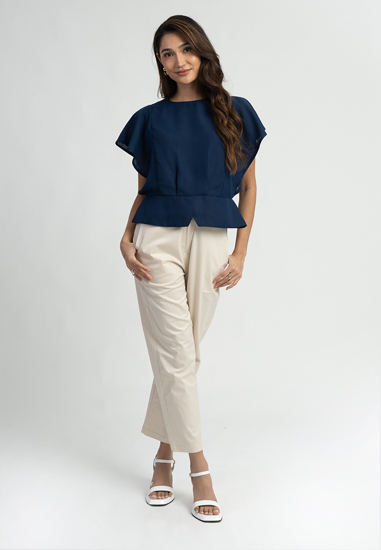 Aloura Peplum Black Blouse Top