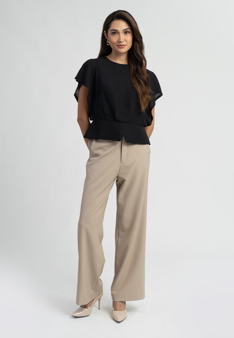 Aloura Peplum Black Blouse Top