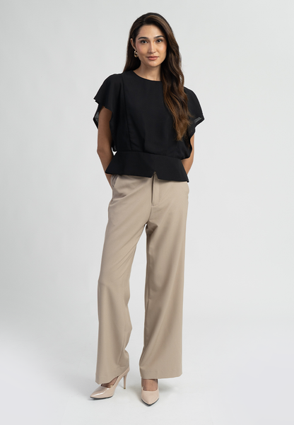 Aloura Peplum Black Blouse Top