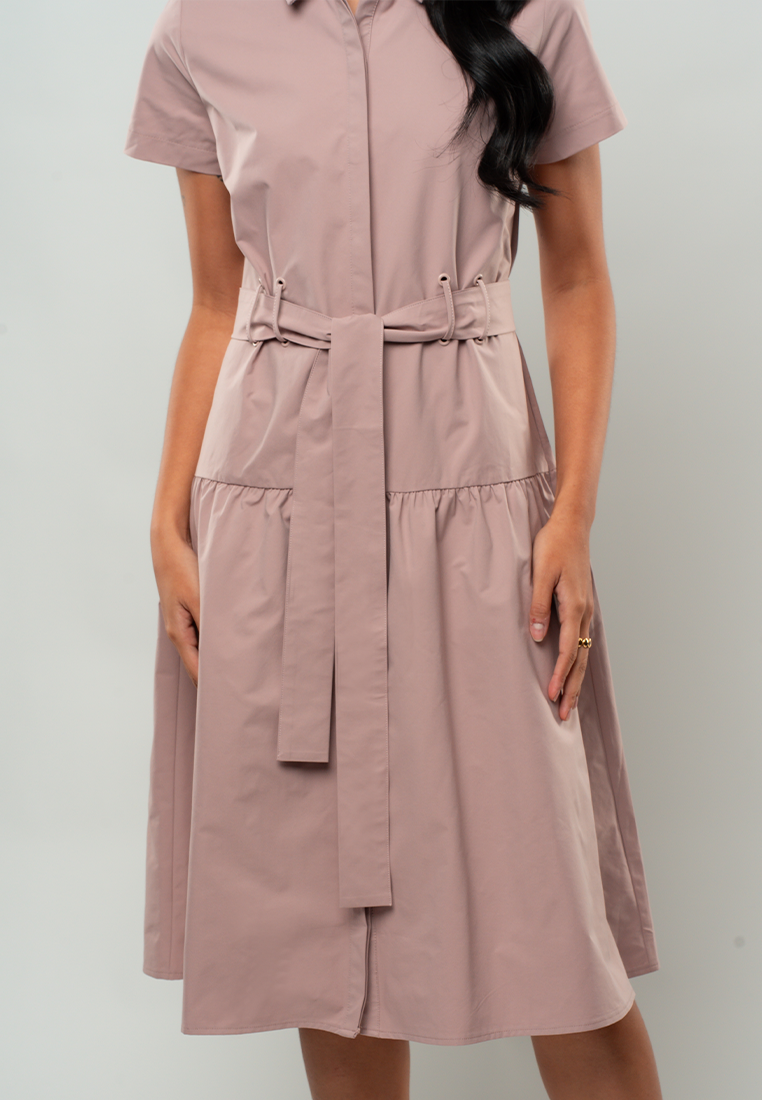 Olivia Short Sleeve Belted Shirt Dress
