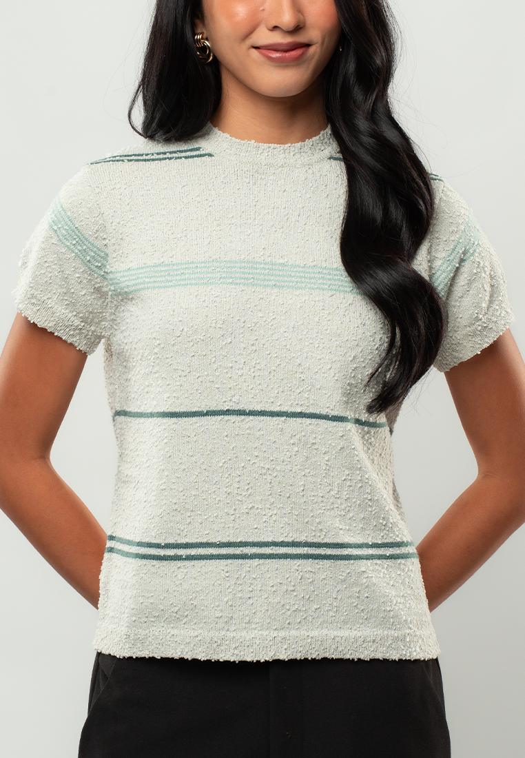 Rachel Textured Stripe Short Sleeve Top