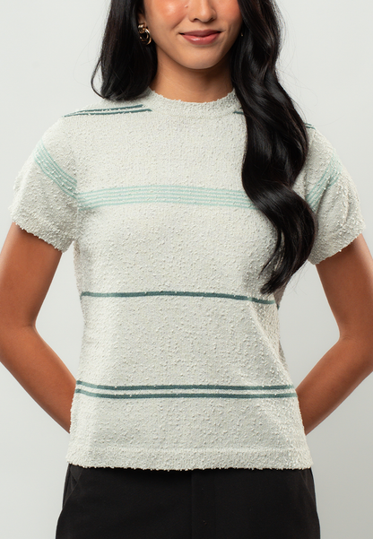 Rachel Textured Stripe Short Sleeve Top