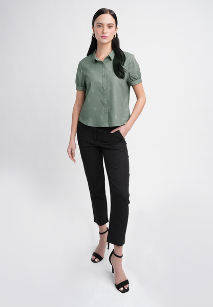 Cady Collared Button-Up Top