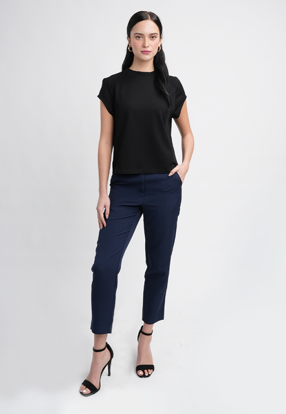 Emily Classic Black Crew Neck Top
