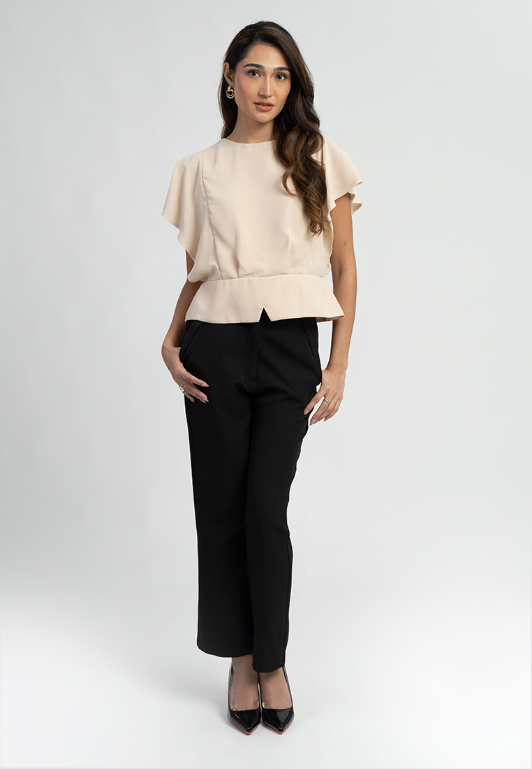 Aloura Peplum Black Blouse Top