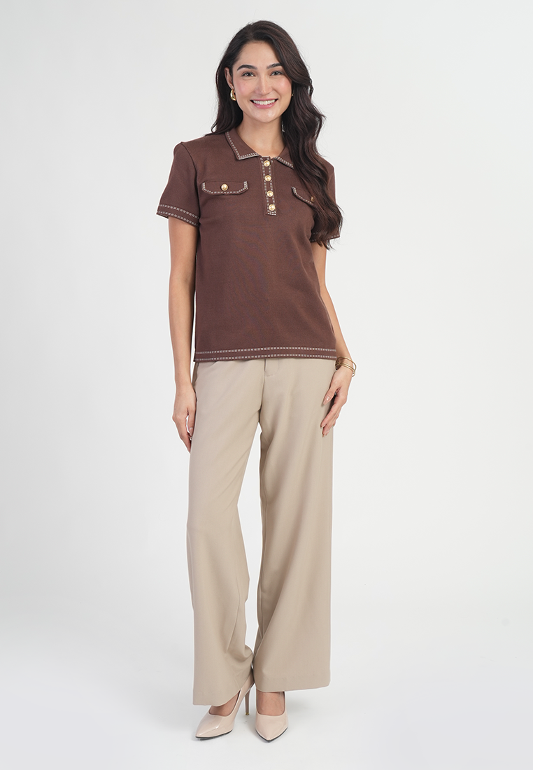 Charmie Contrast-Stitch Utility Top