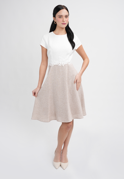 Kylie Elegant Two-Tone A-Line Dress