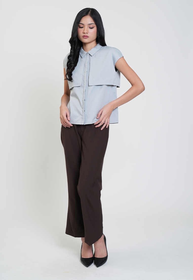 Danielle Cap Sleeve Collared Top
