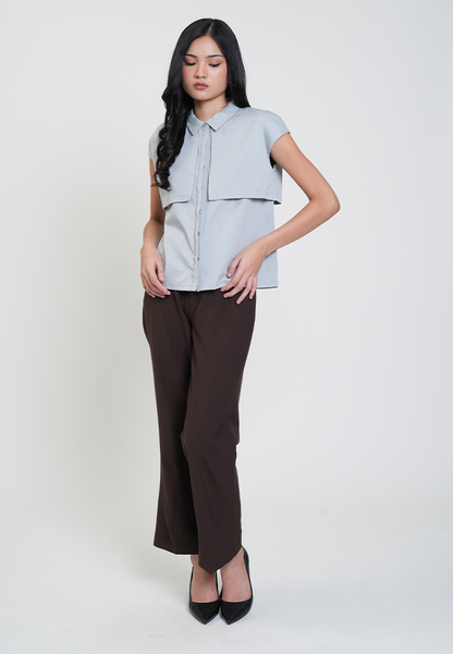 Danielle Cap Sleeve Collared Top