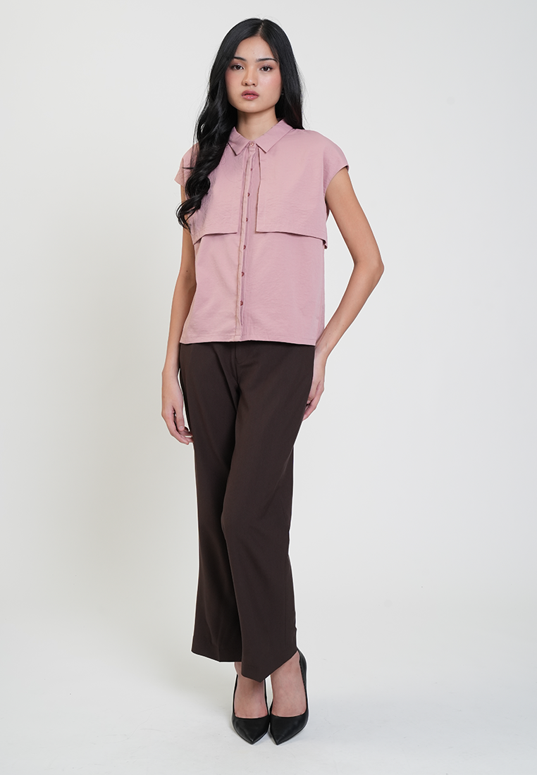 Danielle Cap Sleeve Collared Top