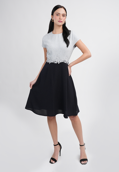 Kylie Elegant Two-Tone A-Line Dress
