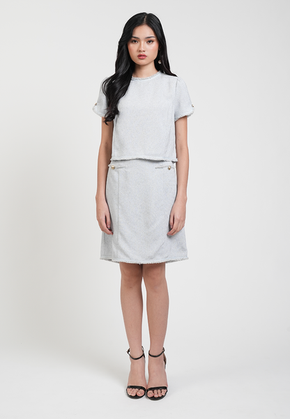 Solana Tweed Skirt with Pocket Accents