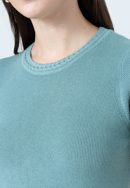 Fallon Braided Collar Knitted Textured Top