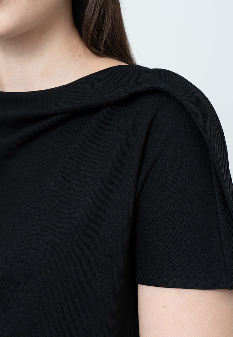 Maelle Cowl Neck Overextended Textured Top