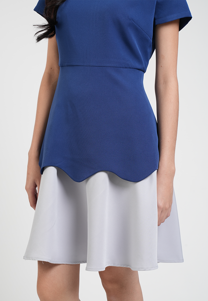 Celeste Round Neck Two-Tone A-line Dress