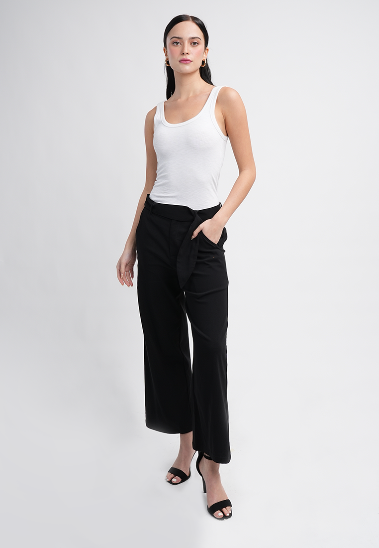 Hannah High-Waisted Wide Leg Belted Trousers