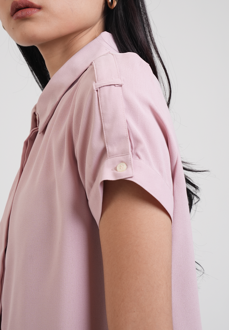 Clarisse Short Sleeve Button Down Shoulder Blouse