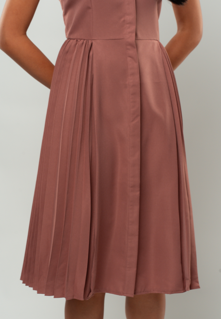 Maia Pleated Collared A-line Dress