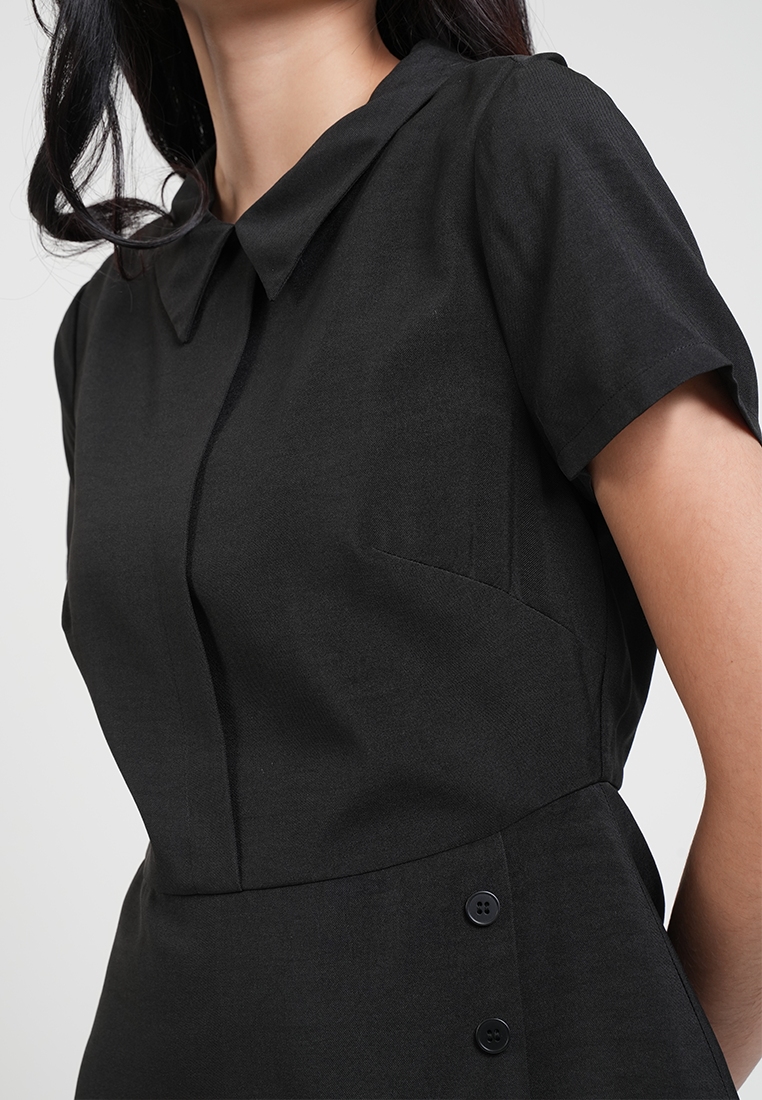 Mary Jane Geometric Print Collared A-Line Dress