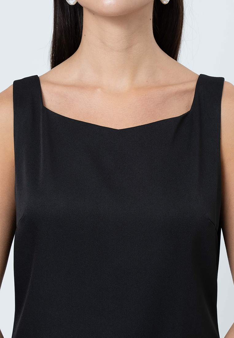 Sabine Sleeveless Dress with Organza Hem Layering Detail