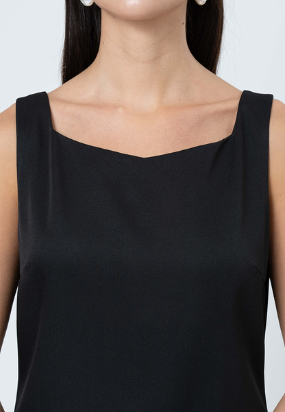 Sabine Sleeveless Dress with Organza Hem Layering Detail