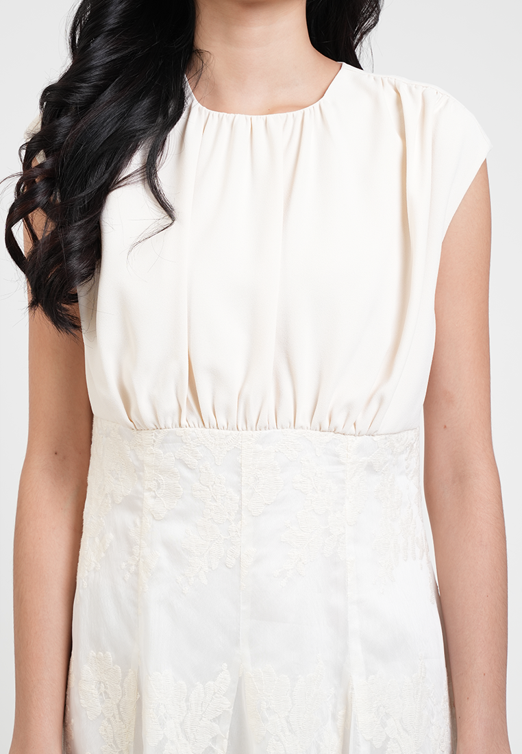 Tessa Cap Sleeve Lace Detail Midi Dress