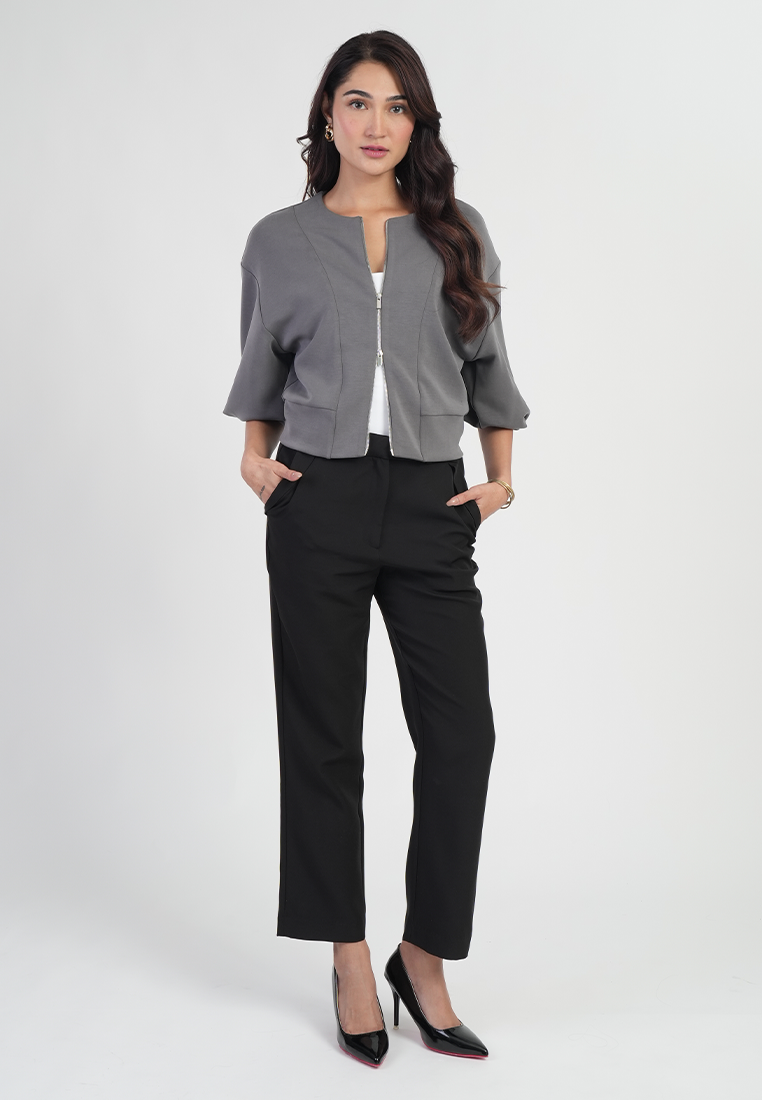 Lunavelle Dolman Sleeve Zip-Up Knit Jacket