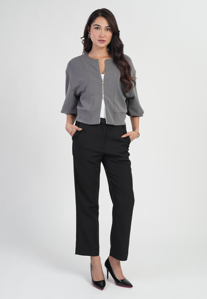 Lunavelle Dolman Sleeve Zip-Up Knit Jacket