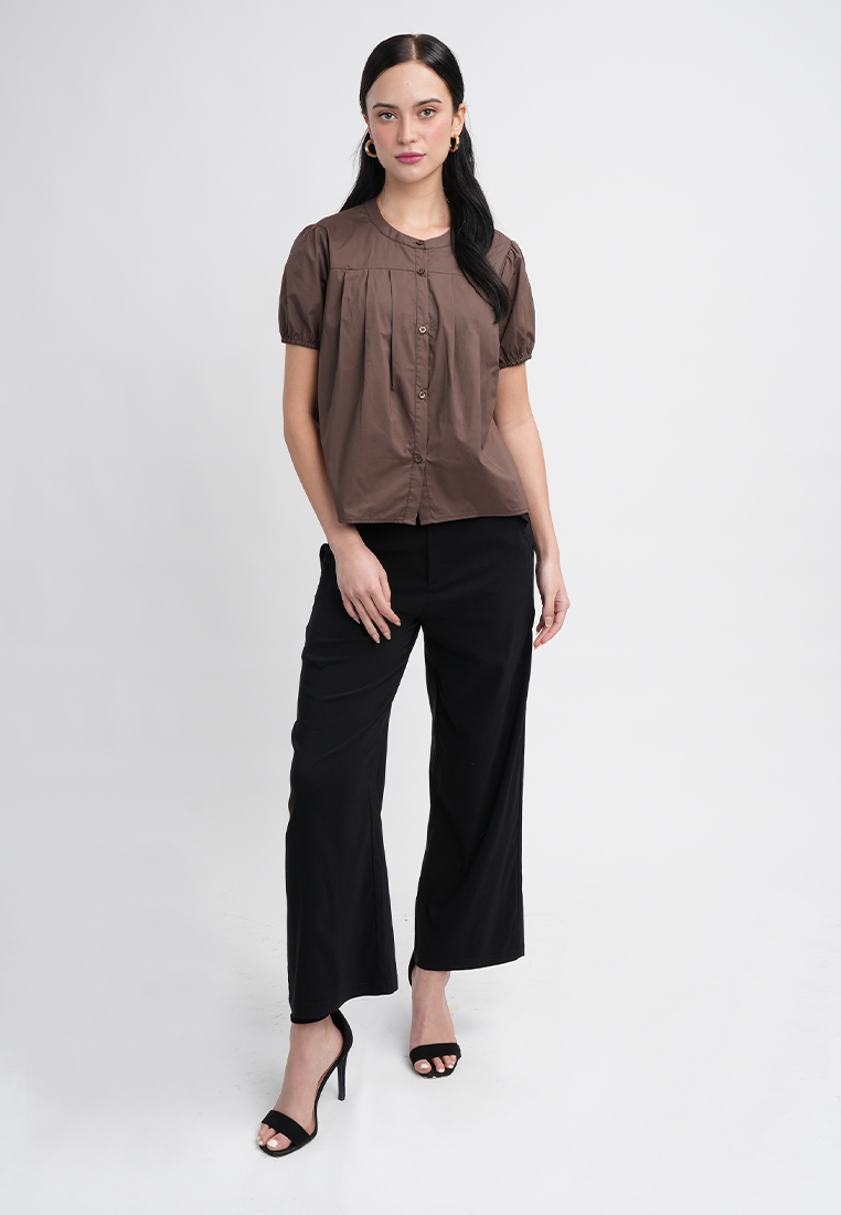 Sarah Button-Down Puff Sleeve Blouse