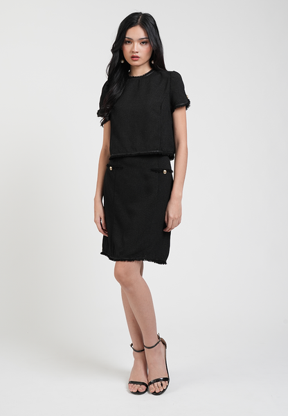 Solana Tweed Skirt with Pocket Accents