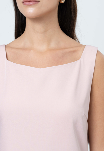 Sabine Sleeveless Dress with Organza Hem Layering Detail