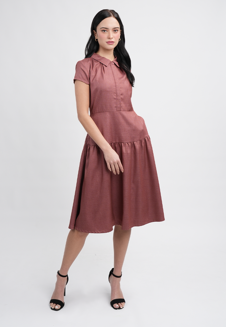 Adeline Dress with Pleated Shoulder