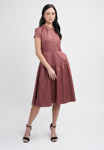 Adeline Dress with Pleated Shoulder