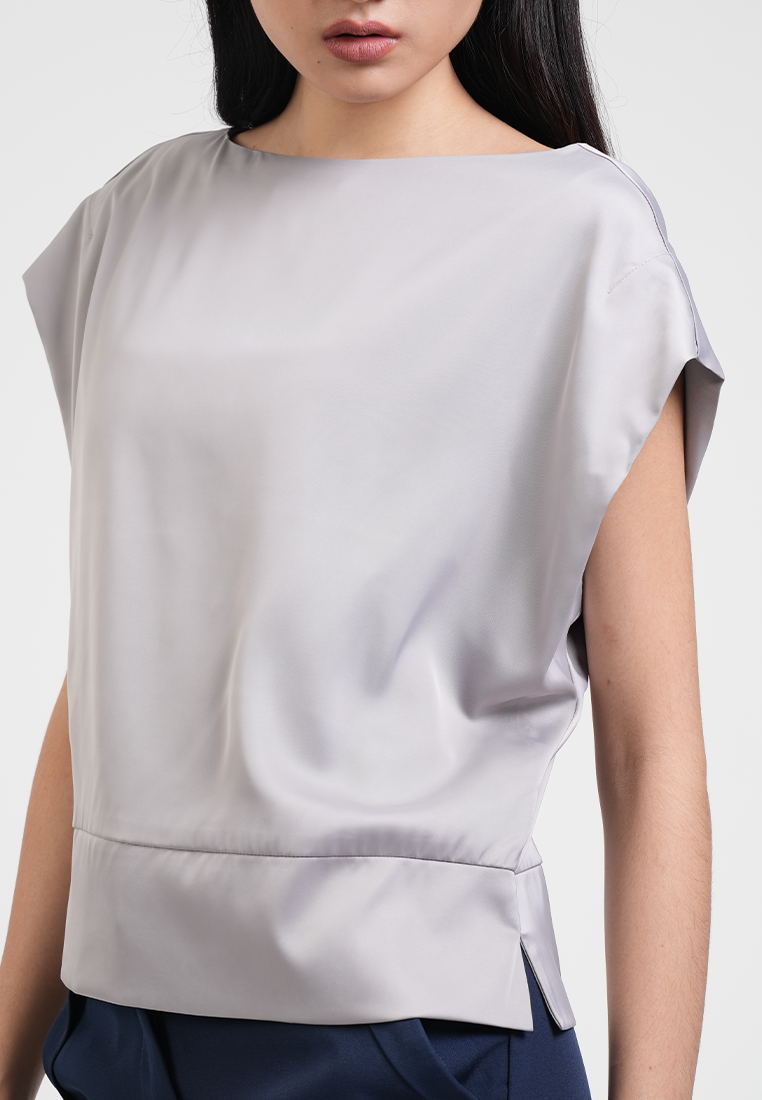 Felicity Bateau Neck Silk-Finish Blouse