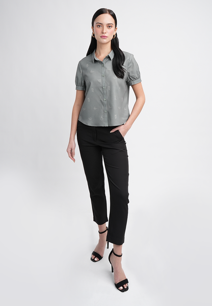 Cady Collared Button-Up Top