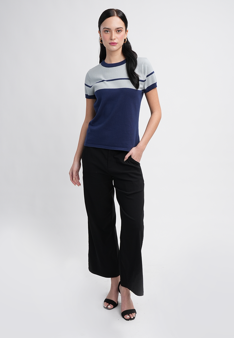 Charlene Monochrome Short Sleeve Knit Top