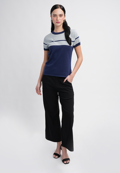 Charlene Monochrome Short Sleeve Knit Top