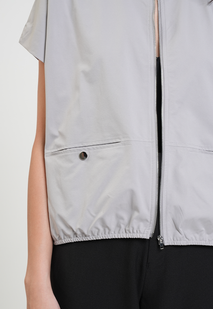 Aleah Cap Sleeve Zip-Up Pocket Detail Top